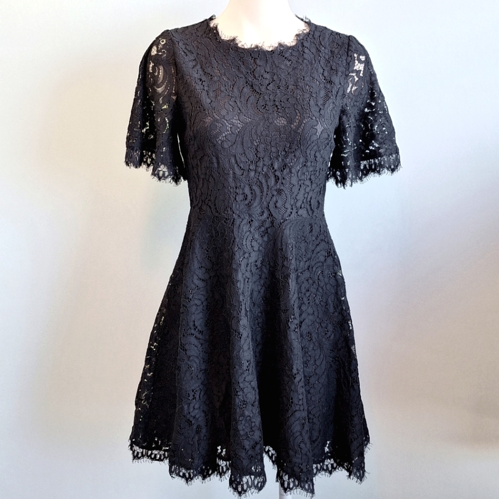 Quality black lace formal summer dress